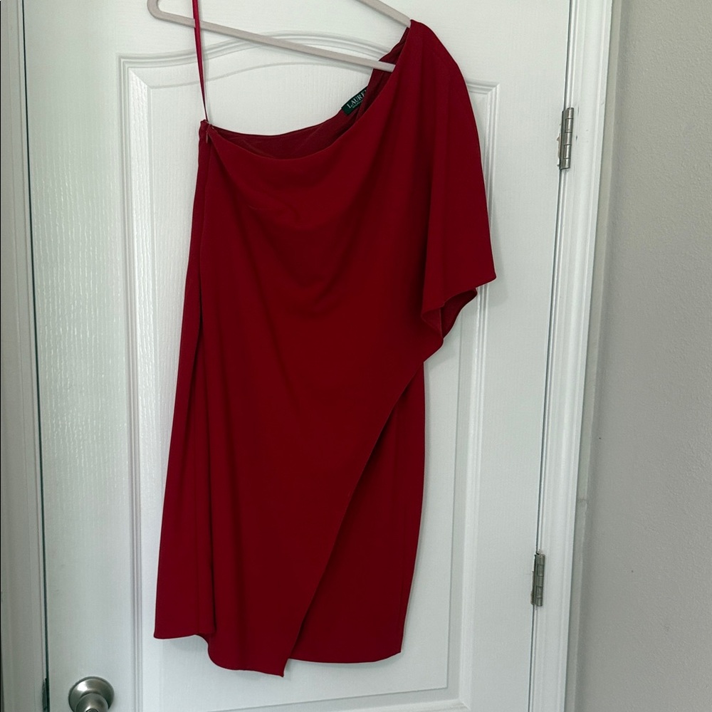 Ralph Lauren Asymmetrical Dress in Vibrant Red